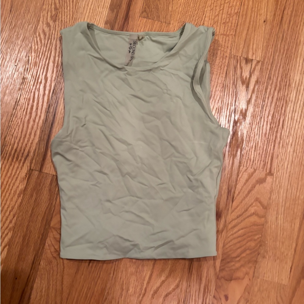 Second Skin Overalls Light Green Tank Top